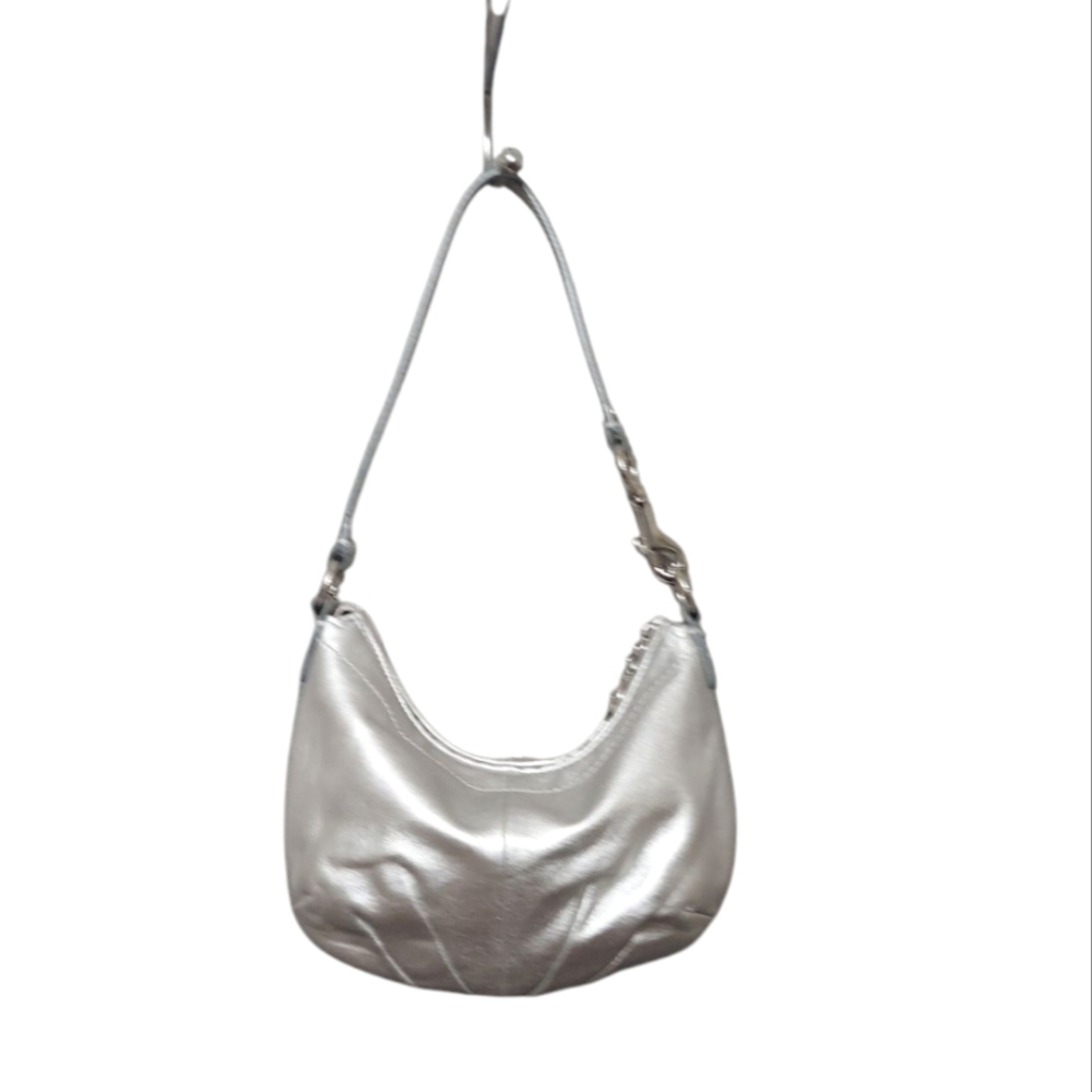 Coach Mini Silver Leather Shoulder Hobo EUC - Picture 5 of 10